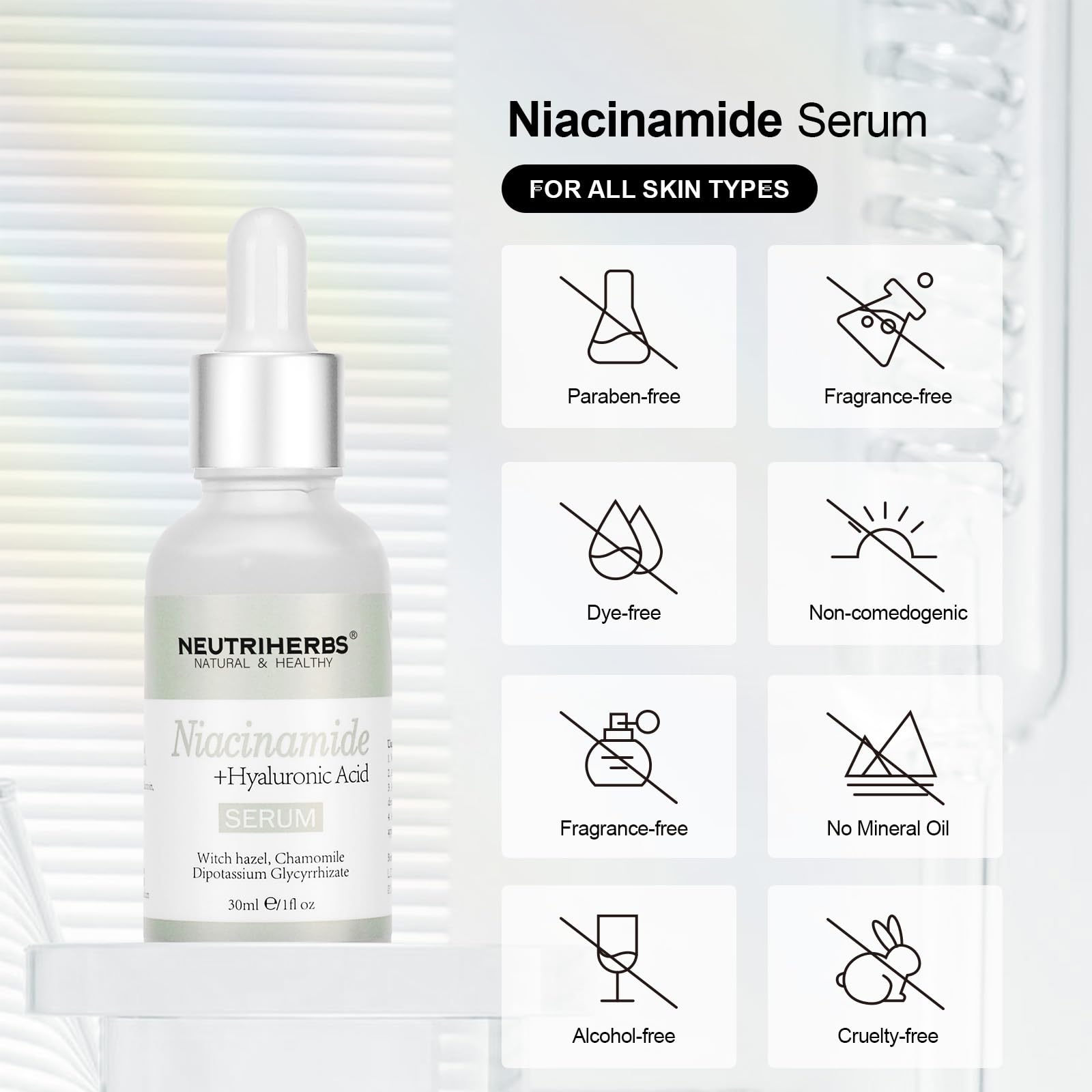 Neutriherbs 5% Niacinamide Serum for Face the Ordinary + HA,Effectively Work to Control Excess Facial Oil, Minimize the Pores and Prevent Breakouts, Best Niacinamide Serum For Oily Skin